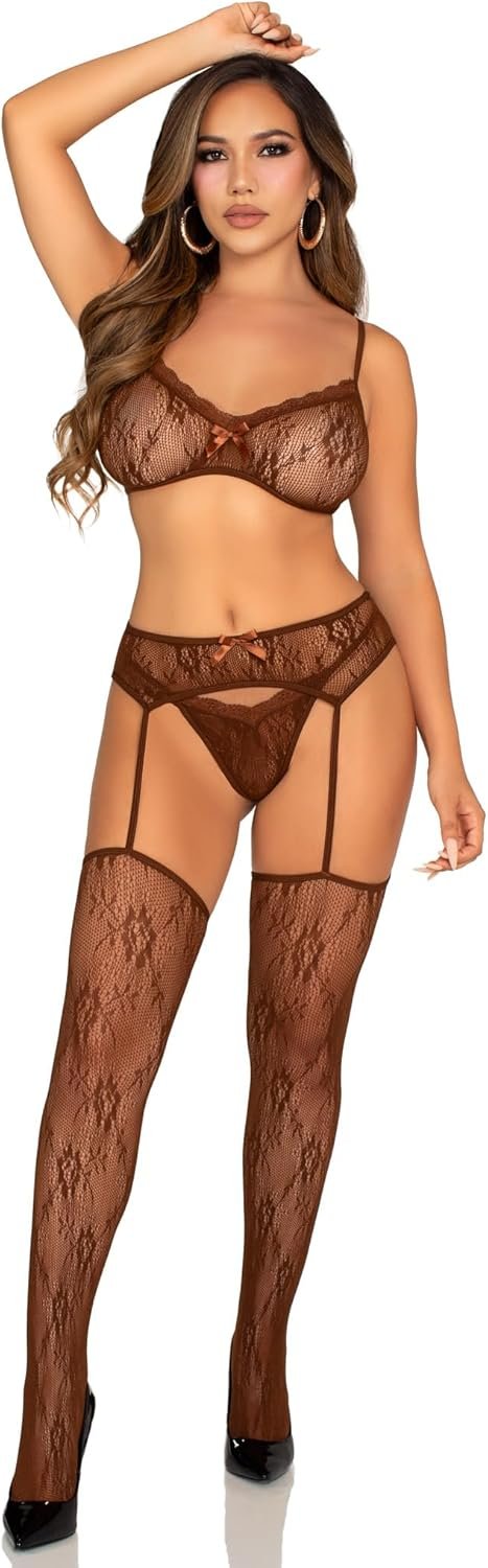 Leg Avenue womens 3 Pc Lace Bra Top With… Leg Avenue womens 3 Pc Lace Bra Top With…