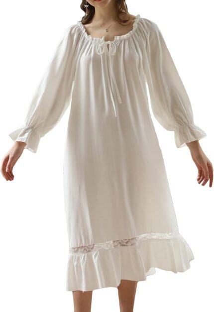 Lu’s Stylish Girls’s Victorian Nightgown Lengthy Sleeve Sleepwear Loungewear Cotton Princess Cute Lu’s Stylish Girls’s Victorian Nightgown Lengthy Sleeve Sleepwear Loungewear Cotton Princess Cute