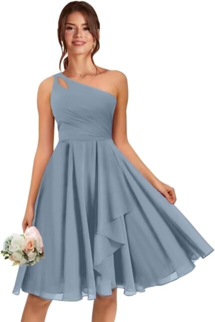 One Shoulder Short Bridesmaid … One Shoulder Short Bridesmaid …