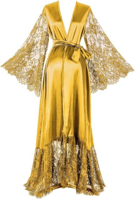 Satin Kimono Gown Lengthy Bridesmaid Wedding ceremony Bathtub Gown with belt Gown for Maternity Photoshoot