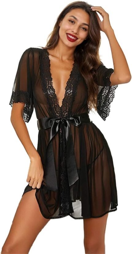🔹 luxurious lace robe
