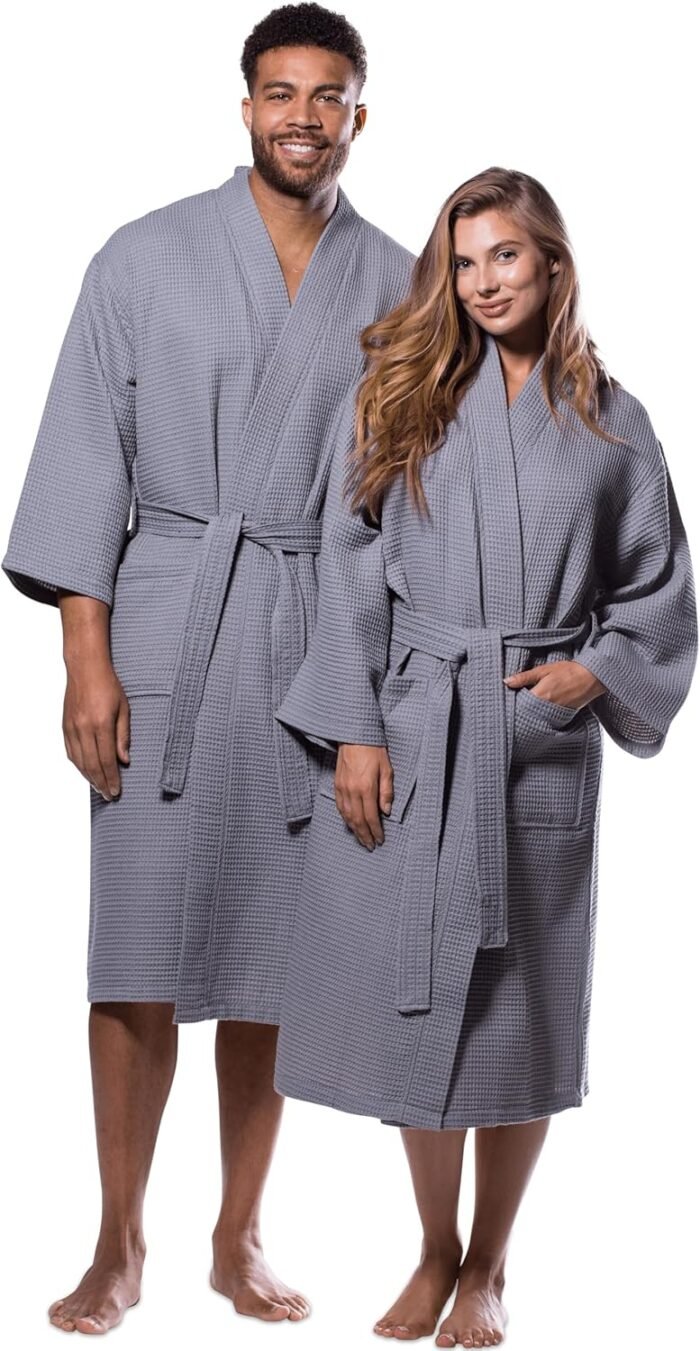 Turquaz Lightweight Full-Length Robes For Women Waffle Kimono Bathrobe – Soft, Fast-Drying, Long-Lasting Cotton Blend Unisex