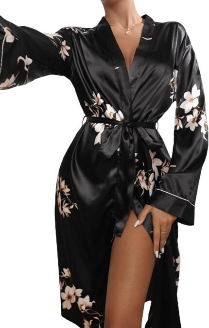 WDIRARA Ladies’s Floral Print Lengthy Sleeve Satin Lengthy Gown Bridesmaid Wedding ceremony Celebration Gown WDIRARA Ladies’s Floral Print Lengthy Sleeve Satin Lengthy Gown Bridesmaid Wedding ceremony Celebration Gown
