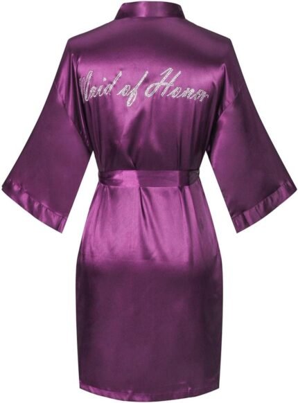 Girls’s Satin Kimono Gown for Bridesmaid and Bride Wedding ceremony Getting Prepared Kimono with Rhinestones Dressing Robe Girls’s Satin Kimono Gown for Bridesmaid and Bride Wedding ceremony Getting Prepared Kimono with Rhinestones Dressing Robe