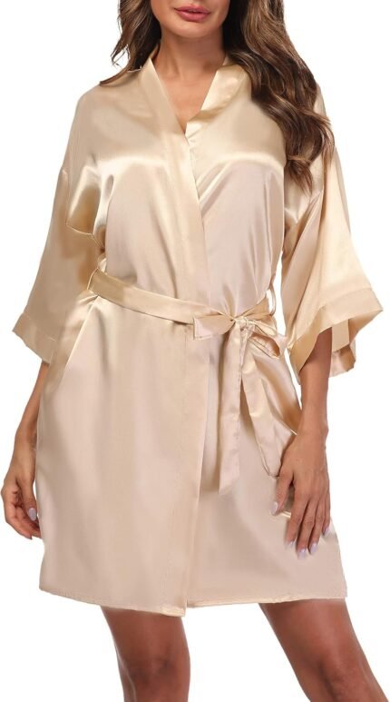 Ladies’s Satin Kimono Robes Brief Silky Bathrobe Strong Shade/Floral Bridal Marriage ceremony Occasion Ladies’s Satin Kimono Robes Brief Silky Bathrobe Strong Shade/Floral Bridal Marriage ceremony Occasion
