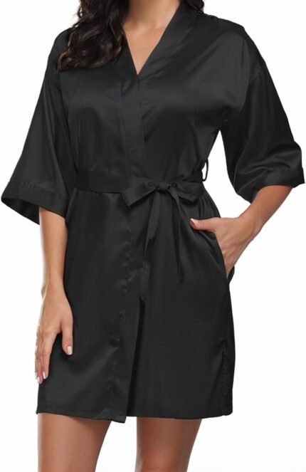 Ladies’s Satin Gown Kimono Bathrobe for Ladies Bridesmaid Bride Get together Robes with Pockets Tender Sleepwear Spa Loungewear Ladies’s Satin Gown Kimono Bathrobe for Ladies Bridesmaid Bride Get together Robes with Pockets Tender Sleepwear Spa Loungewear