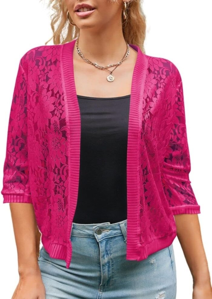 Xunger Girls’s 3/4 Sleeve Lace…
