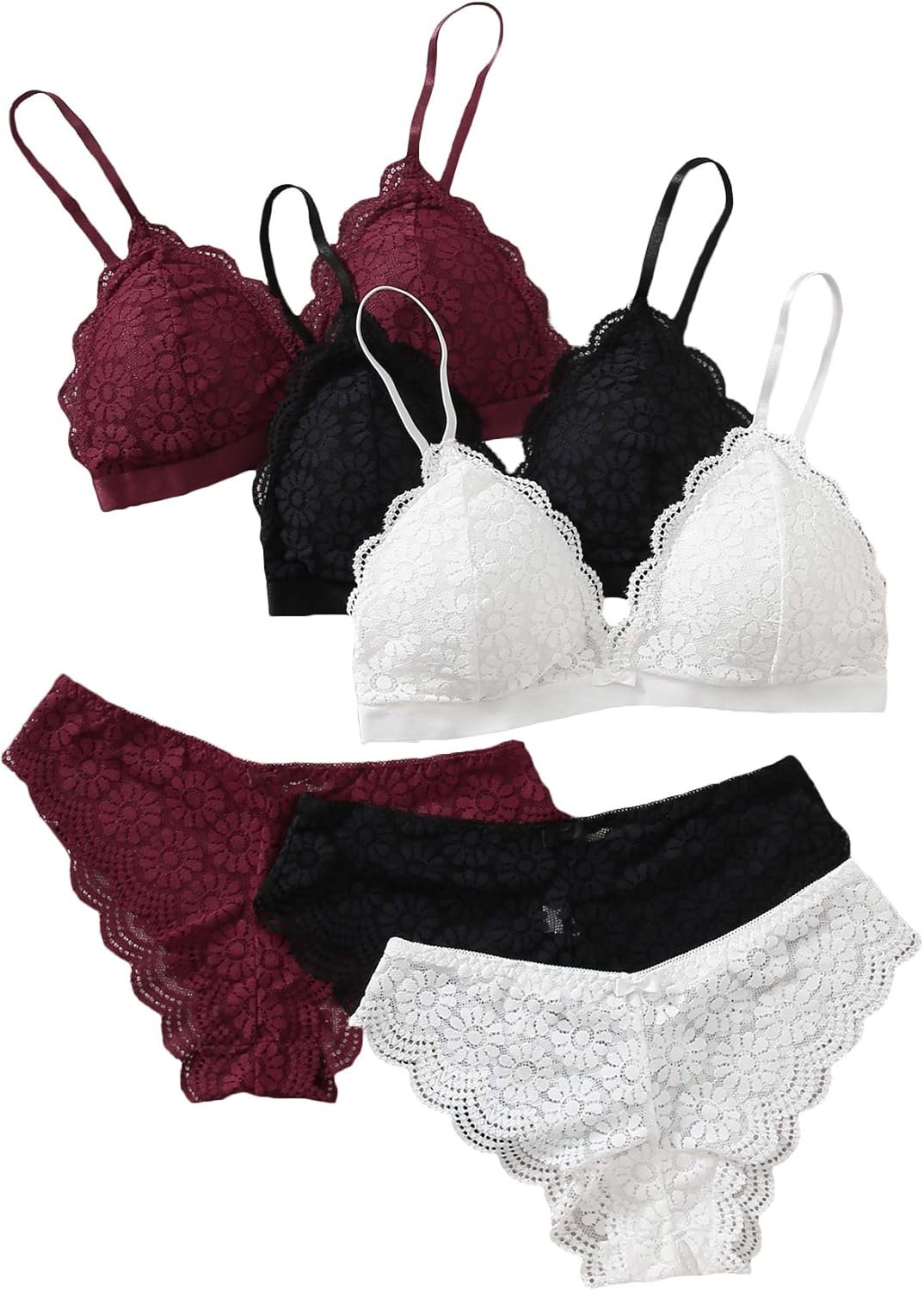 MakeMeChic Ladies’s Attractive Lingerie Set Lace Matching Bra and Panty Set MakeMeChic Ladies’s Attractive Lingerie Set Lace Matching Bra and Panty Set