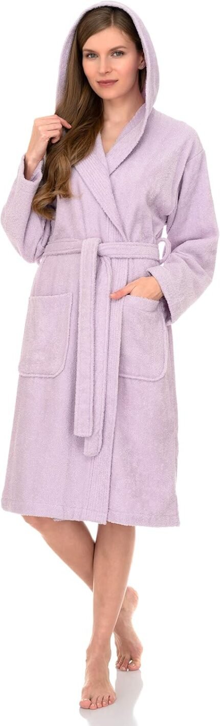 TowelSelections Womens Gown, Premium Cotton Hooded Bathrobe for Ladies, Delicate Terry Material Robes for Ladies XS-3X