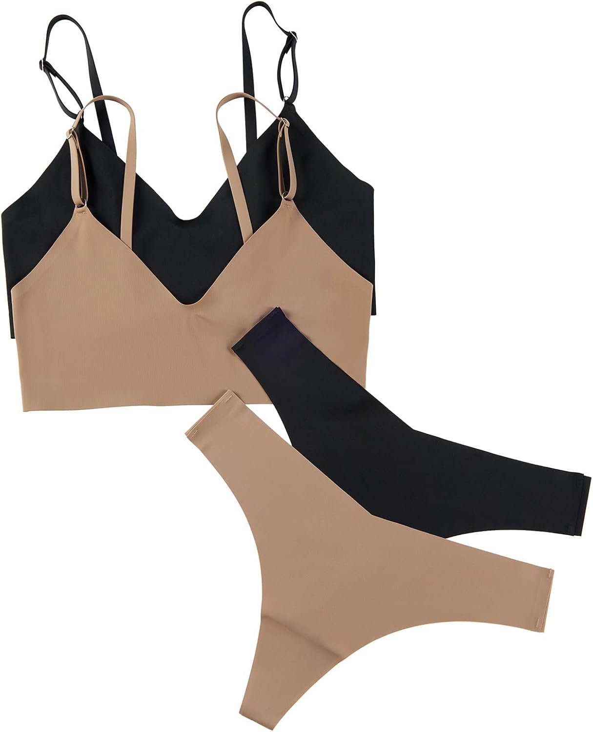 Ladies’s 2 Pack Seamless No Present Bralette and Panty Set Matching Lingerie Set Ladies’s 2 Pack Seamless No Present Bralette and Panty Set Matching Lingerie Set