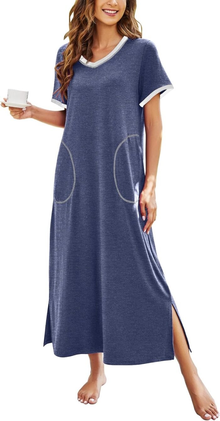 Ekouaer Girls’s Full Size Brief Sleeve Nightgown