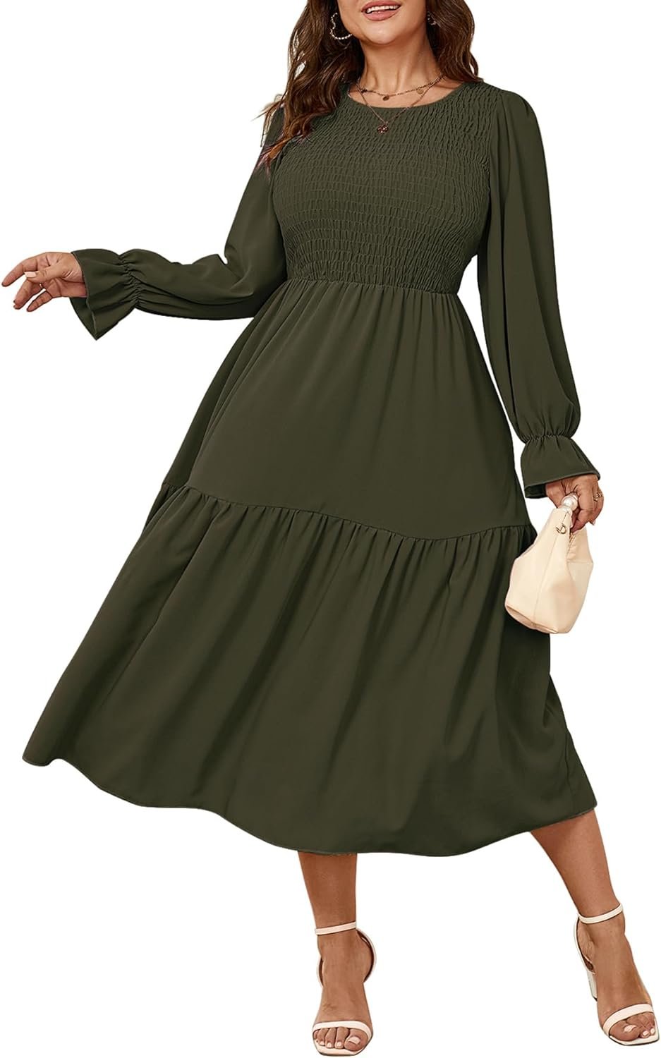 Ladies’s Plus Measurement Gown Lengthy S… Ladies’s Plus Measurement Gown Lengthy S…