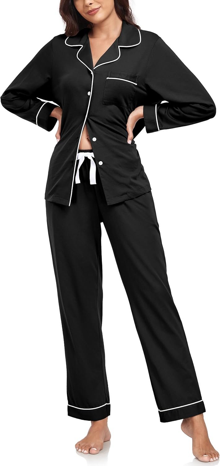 ANLIQI 100% Cotton Pajamas for Girls Button Down Pajamas Lengthy Sleeve Prime & Pant Sleepwear Loungewear Pj Set with Pocket