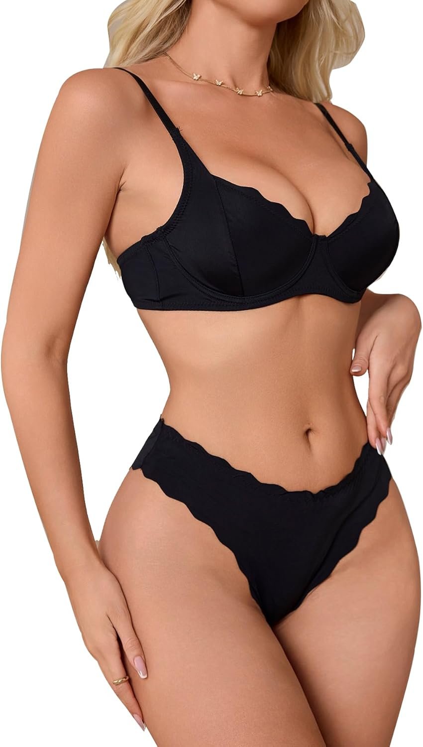 SOLY HUX Lingerie Units for Ladies Attractive Matching Bra and Panty Units 2 Piece Underwire Underwear SOLY HUX Lingerie Units for Ladies Attractive Matching Bra and Panty Units 2 Piece Underwire Underwear