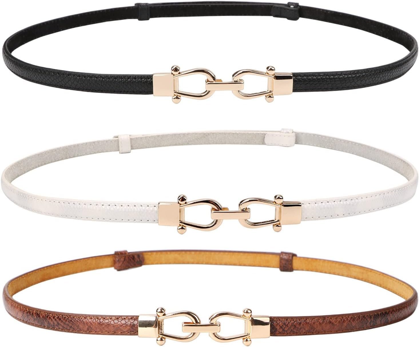 JASGOOD Leather-based Skinny Girls Belt Girls Skinny Waist Belts Plus Measurement Adjustable for Denims Pants Attire with Steel Buckle