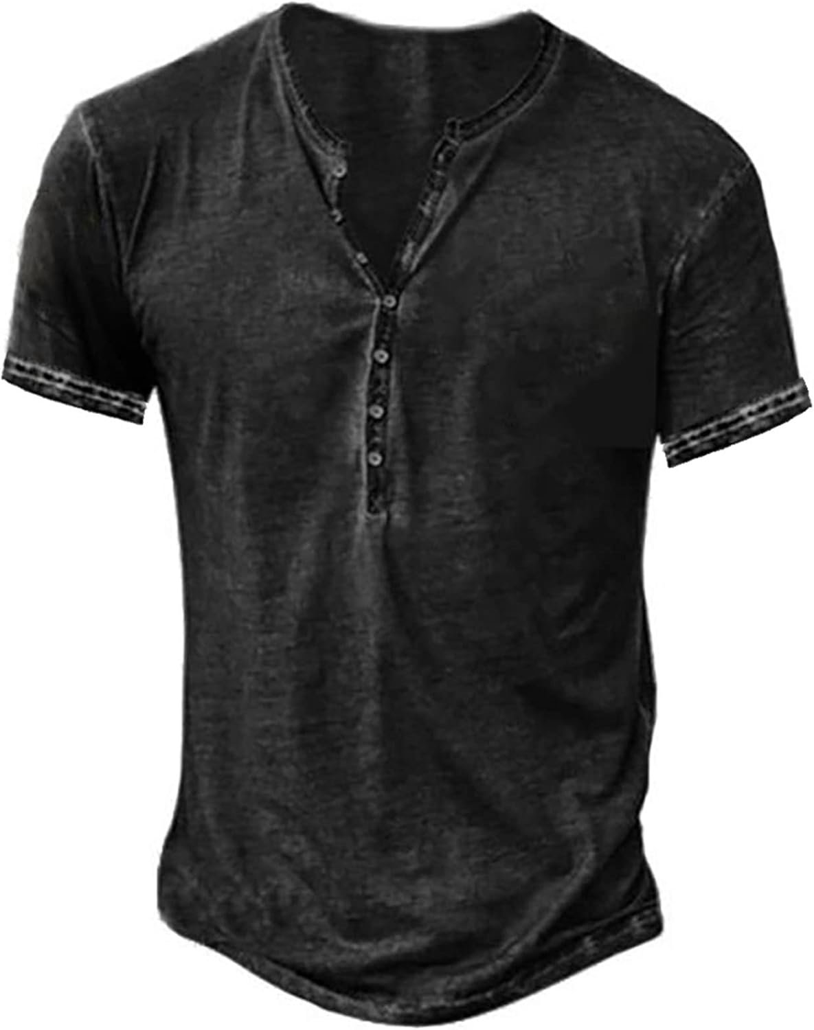 Mens Distressed Henley Shirts Retro Brief Sleeve Tee Shirts Informal Button Down Washed T-Shirts for Males Mens Distressed Henley Shirts Retro Brief Sleeve Tee Shirts Informal Button Down Washed T-Shirts for Males