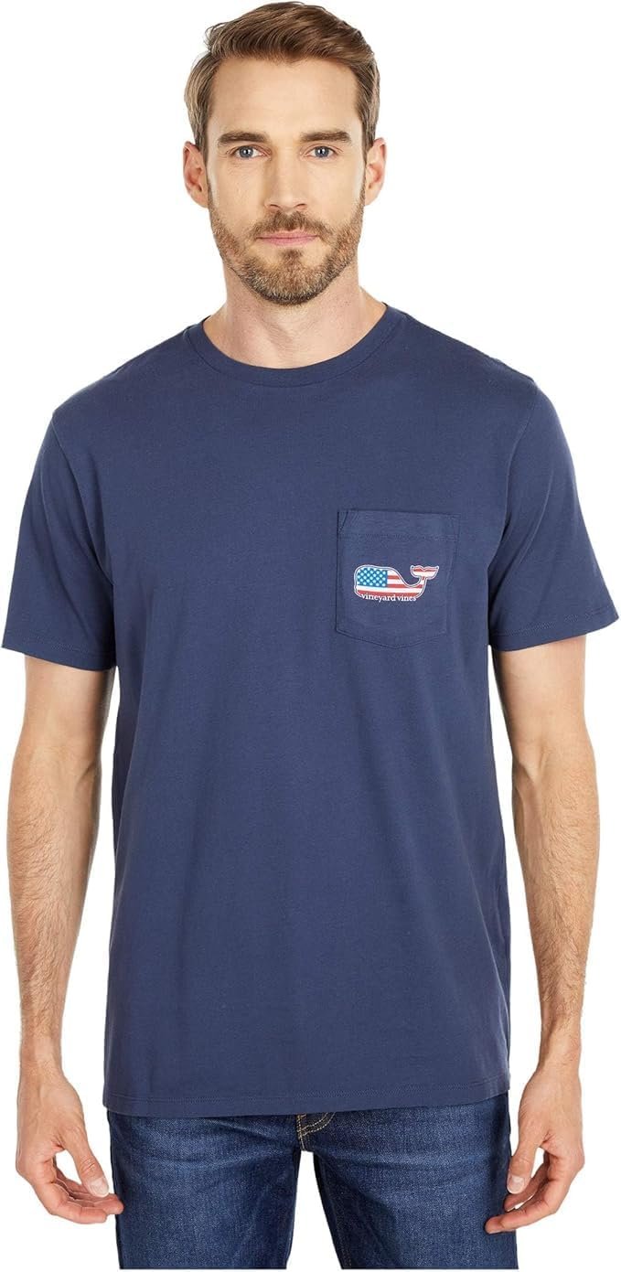 winery vines Males’s Quick-Sleeve V V Americana Whale Pocket T-Shirt