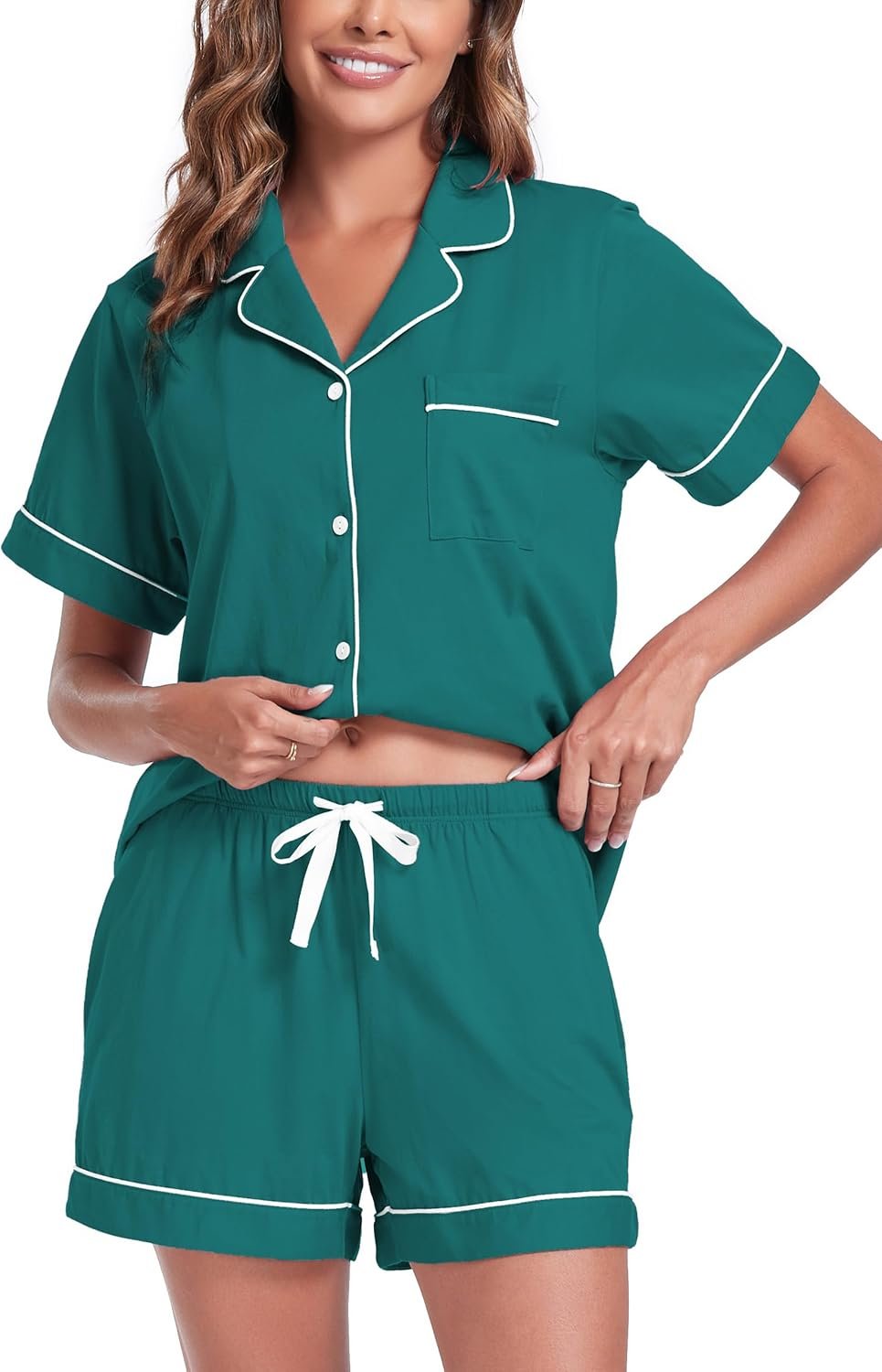 EA’S SECRET Womens Pajamas Set 100% Cotton Comfortable Quick Sleeve Sleepwear Button Down Nightwear Summer time Pj Units S-XXL EA’S SECRET Womens Pajamas Set 100% Cotton Comfortable Quick Sleeve Sleepwear Button Down Nightwear Summer time Pj Units S-XXL