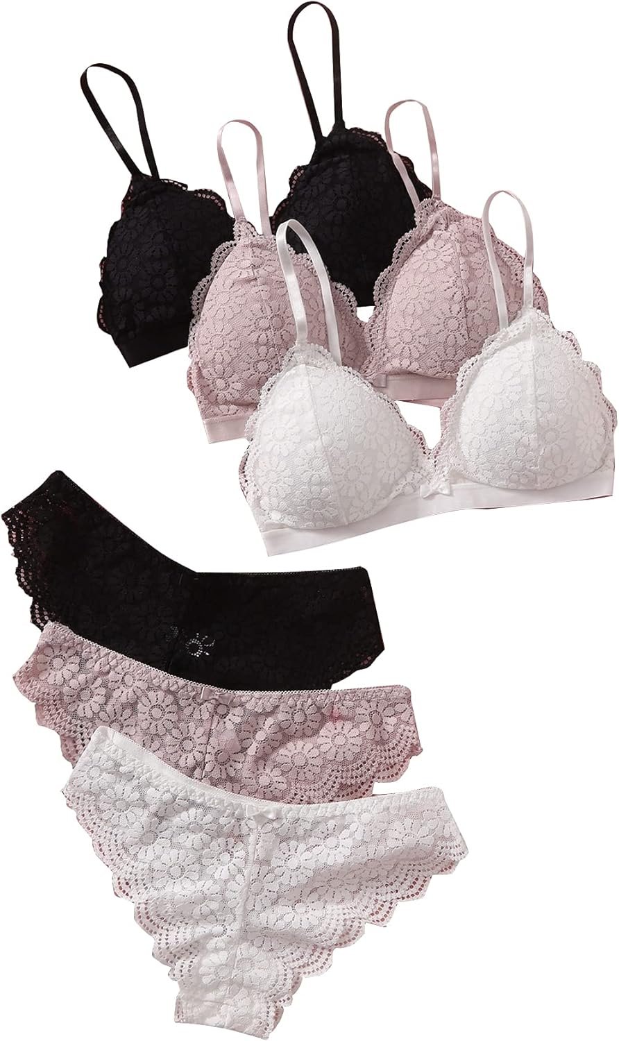 MakeMeChic Ladies’s Attractive Lingerie Set Lace Matching Bra and Panty Set