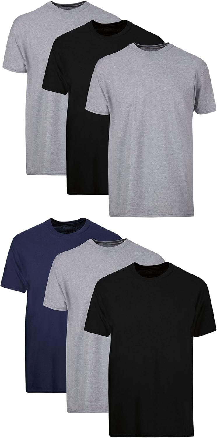 Hanes Males’s Cotton, Moisture-Wicking Crew Tee Undershirts, Multi-Packs Accessible