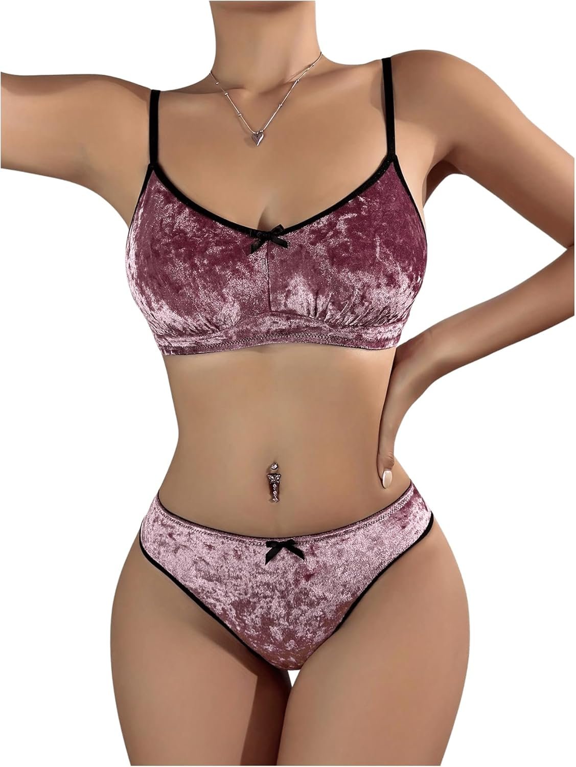 Ladies’s 2 Piece Velvet Lingerie Outfits Bowknot Wi-fi Bra and Panty Units Underwear Ladies’s 2 Piece Velvet Lingerie Outfits Bowknot Wi-fi Bra and Panty Units Underwear