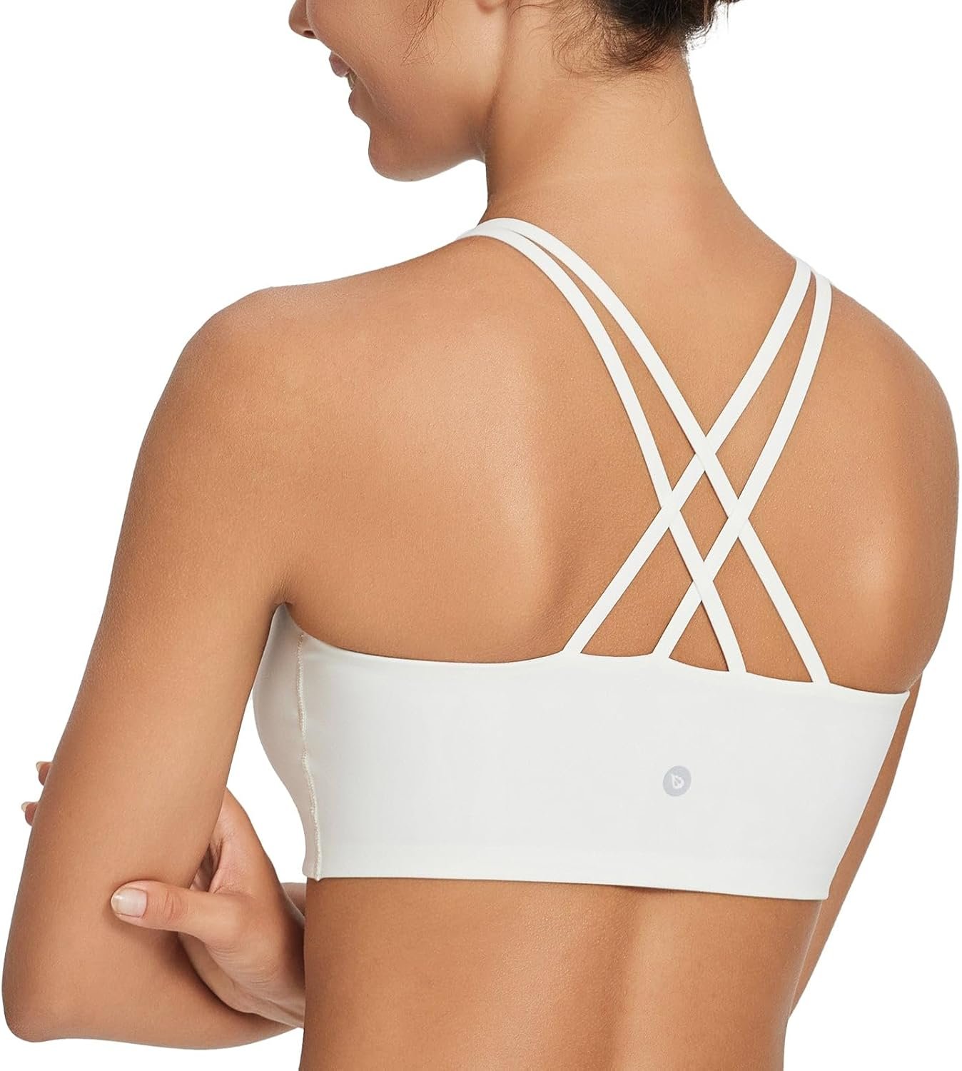 baleaf Nuleaf Sports activities Bras for Girls, Strappy Longline Yoga Padded Bras, Excessive Affect Molded Cups Exercise Crop High