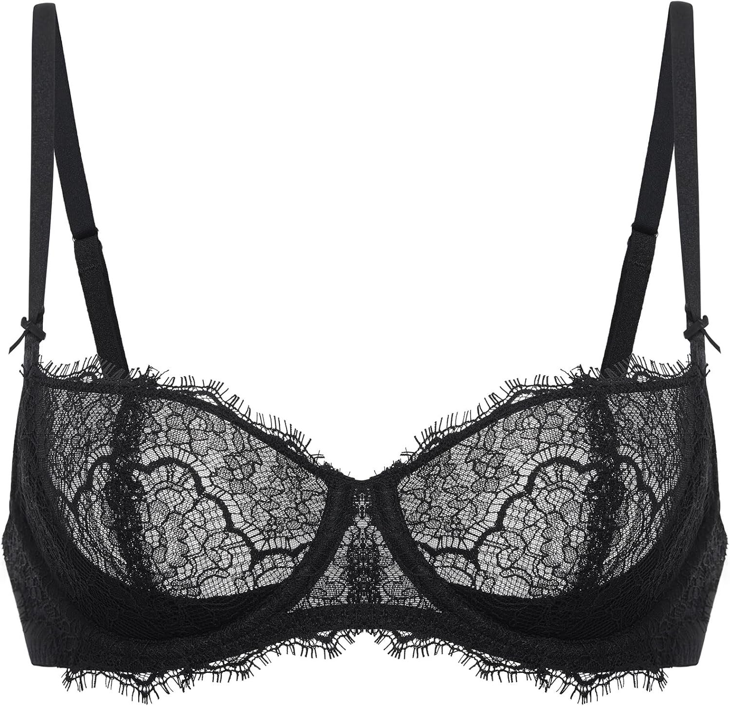 DOBREVA Ladies’s Balconette Attractive Unlined Bra Lace Push Up Plus Measurement Bras See Via Underwire DOBREVA Ladies’s Balconette Attractive Unlined Bra Lace Push Up Plus Measurement Bras See Via Underwire