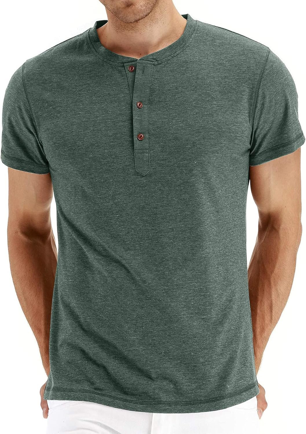 NITAGUT Mens Vogue Informal Entrance Placket Fundamental Lengthy/Brief Sleeve Henley T-Shirts
