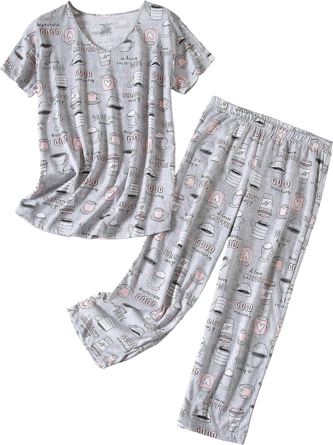 Inadays Womens Cotton Pajama Units Brief Sleeve Prime With Capri Pants 2 piece units for Girls Summer time Pajamas Lounge Set Inadays Womens Cotton Pajama Units Brief Sleeve Prime With Capri Pants 2 piece units for Girls Summer time Pajamas Lounge Set