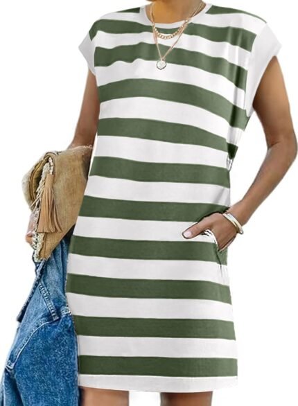 AlvaQ Womens Striped Summer time Dr…