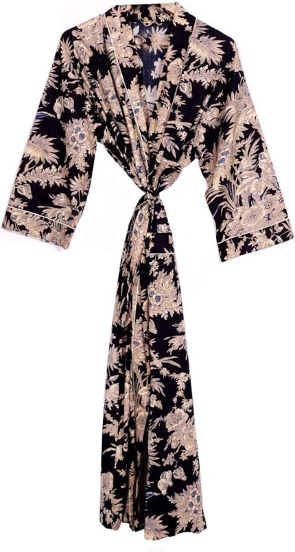 Pure 100% Cotton Gown For Womens Bathrobe Dressing Robe Lengthy sleepwear Free Measurement Kimono
