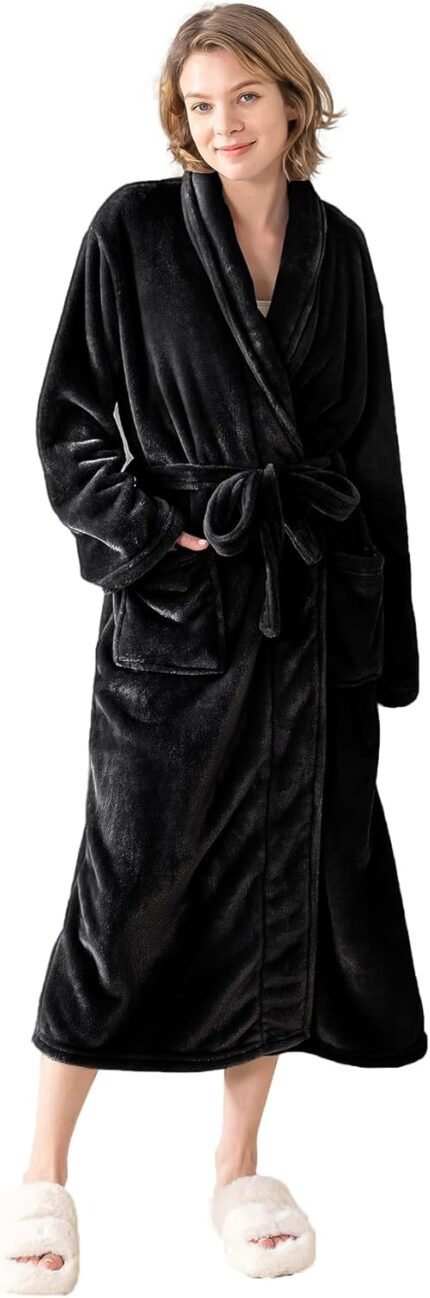Comfortable Scarf Collar Bathrobe for Girls, Silky Comfortable Light-weight Plush Lengthy Gown Heat and Comfortable to Put on