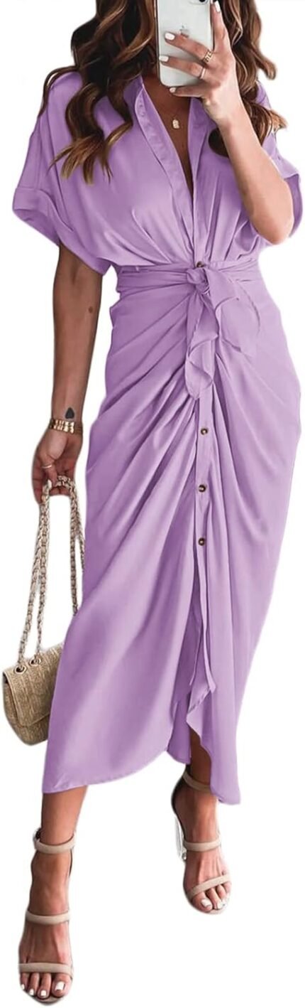 Ladies Elegant Satin Button Dow…