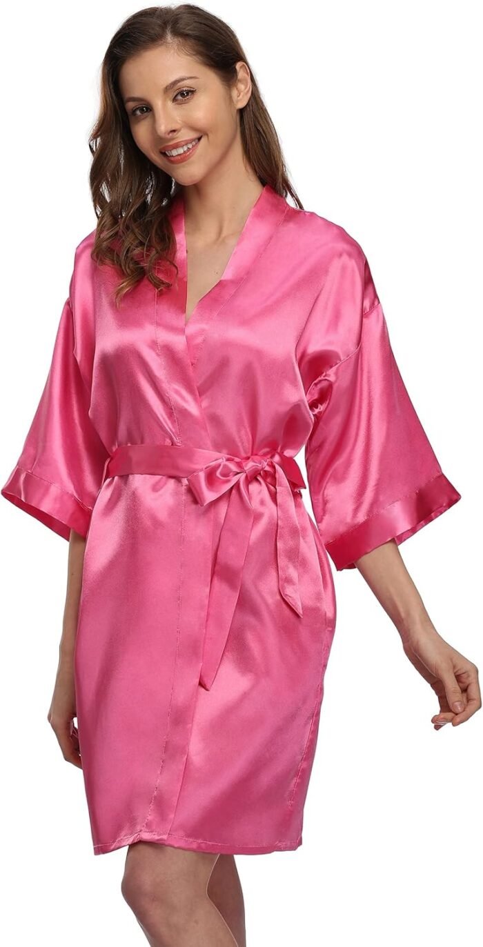 Ladies’s Silky Robes Satin Brief Kimono Bathrobe Wedding ceremony Social gathering Bride Bridesmaid Smooth Sleepwear Summer time Loungewear
