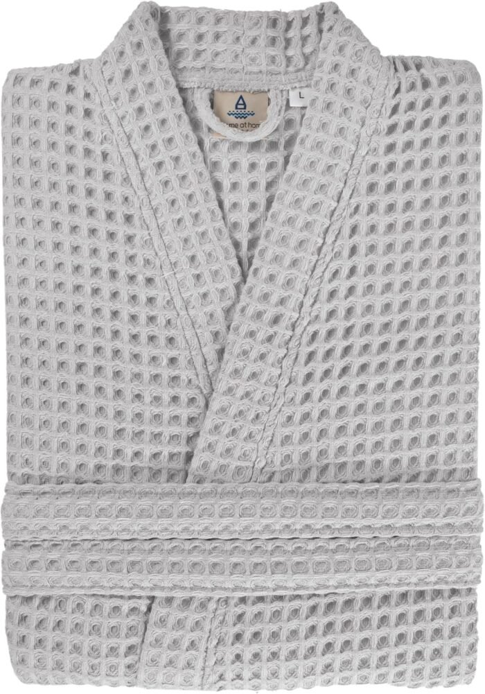 100% Cotton Waffle Kimono Bathrobe for Males & Ladies, Cozy Leisurewear with Practical Pockets, Snug Gown for Leisure