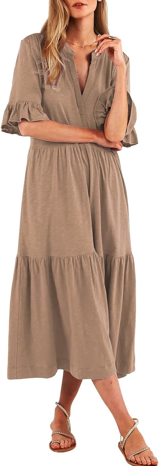 Brief Sleeves Maxi Gown for