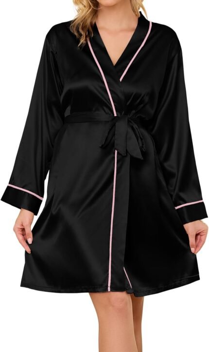 Satin Robes for Girls Elegant Satin Kimono Silk Bathrobe for Wedding ceremony, Bridal Social gathering, Silk Sleepwear, and Loungewear