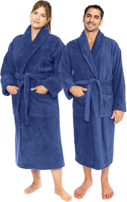 Traditional Turkish Towels CTT Premium 100% Turkish Cotton Terry Fabric Tub Gown for Ladies & Males, Delicate & Plush Lengthy Unisex Gown