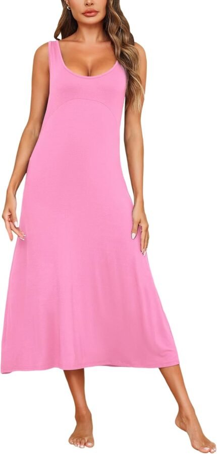 Marvmys Girls Sleeveless Nightgown Horny Lengthy Nightwear Tank Sleepwear Extensive Strap Chemsie Lingerie for Girls S-2XL
