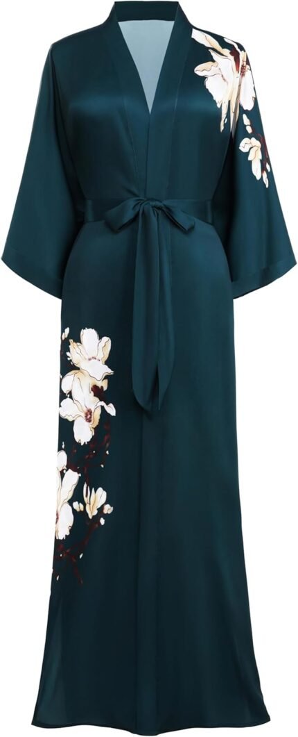 PRODESIGN Kimono Gown for Girls – Lengthy Satin Sleepwear Silky Kimono Cowl-Up Nightgown Japanese Bathrobe Loungewear Shirt