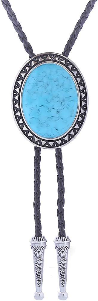 GelConnie Bolo Tie for Males Weatern Cowboy Bolo Ties Turquoise Bolo Tie Pure Stone Bolo Necklace for Ladies GelConnie Bolo Tie for Males Weatern Cowboy Bolo Ties Turquoise Bolo Tie Pure Stone Bolo Necklace for Ladies