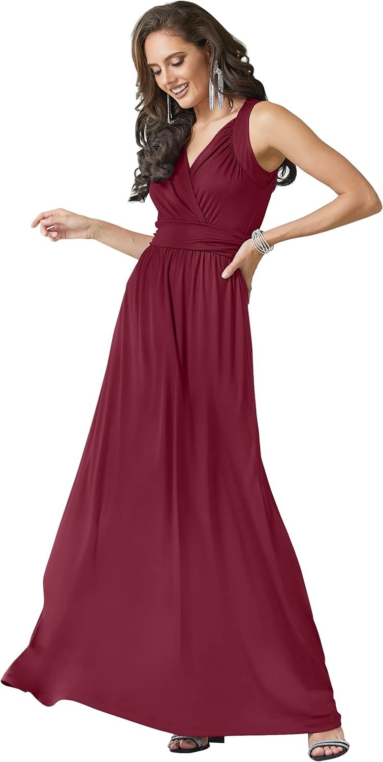 KOH KOH Womens Lengthy Sleeveless Flowy Bridesmaid Cocktail Night Robe Maxi Costume KOH KOH Womens Lengthy Sleeveless Flowy Bridesmaid Cocktail Night Robe Maxi Costume