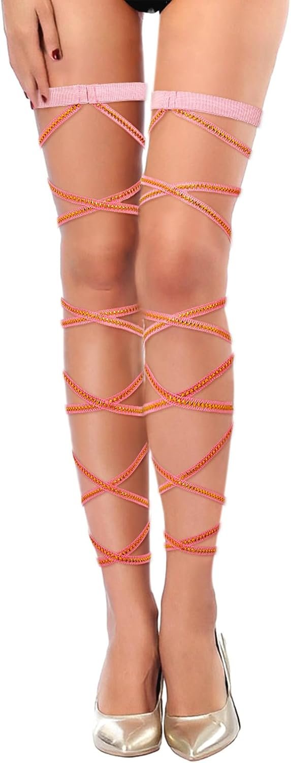 deladola Elastic Leg Wraps Rave Non-slip Leg Straps Rave Pageant Garter Belt Costume for Girls deladola Elastic Leg Wraps Rave Non-slip Leg Straps Rave Pageant Garter Belt Costume for Girls