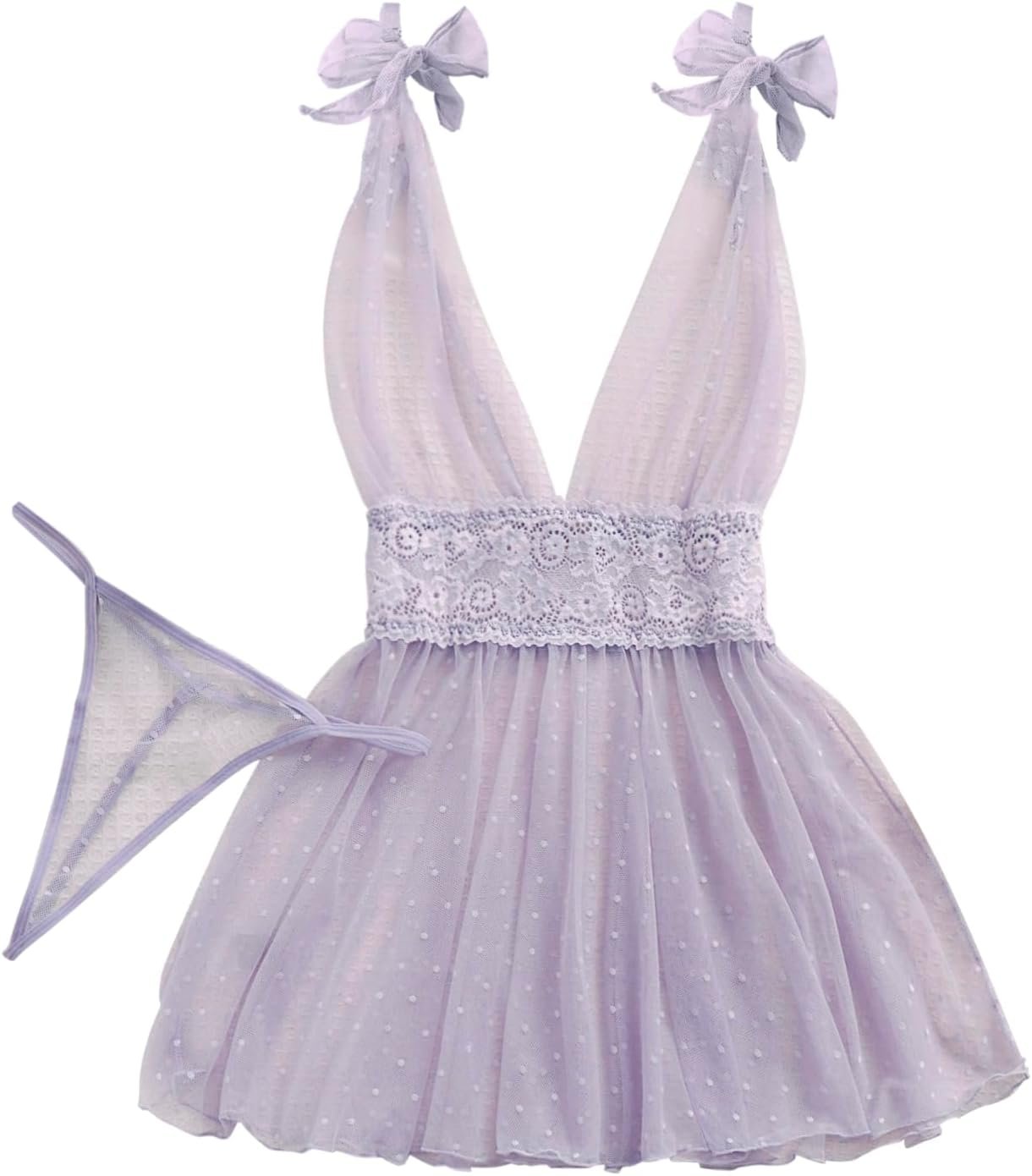 Lilosy Horny Polka Dots Mesh Sheer Lace Babydoll Chemise Lingerie Set Floral Lace Sleep Put on Lilosy Horny Polka Dots Mesh Sheer Lace Babydoll Chemise Lingerie Set Floral Lace Sleep Put on