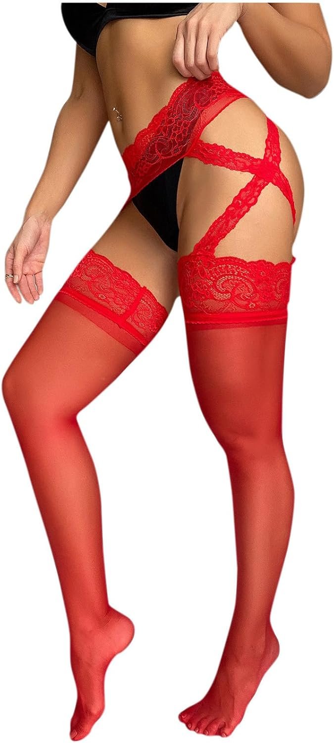 CanB Lace Excessive Waist Tights Thigh Suspender Pantyhose Sheer Thigh Excessive Stockings Christmas Leggings for Girls CanB Lace Excessive Waist Tights Thigh Suspender Pantyhose Sheer Thigh Excessive Stockings Christmas Leggings for Girls