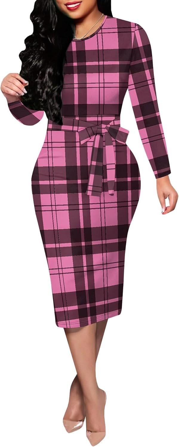 Ladies Midi Bodycon Gown Informal Cute Lengthy Sleeve Wrap Ruched Floral Prints Pencil Celebration Work Workplace Attire with Belt Ladies Midi Bodycon Gown Informal Cute Lengthy Sleeve Wrap Ruched Floral Prints Pencil Celebration Work Workplace Attire with Belt