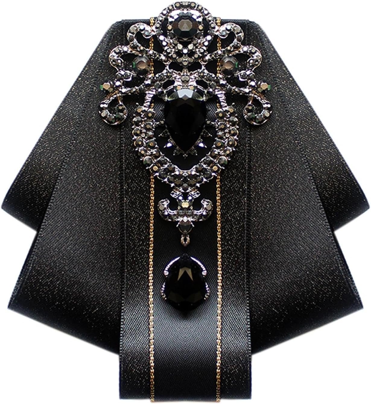 Bow Ties for Males Wedding ceremony Go well with Banquet Costume Trend Silk Strong Pre-Tied Crystal Brooch Pins Bow tie