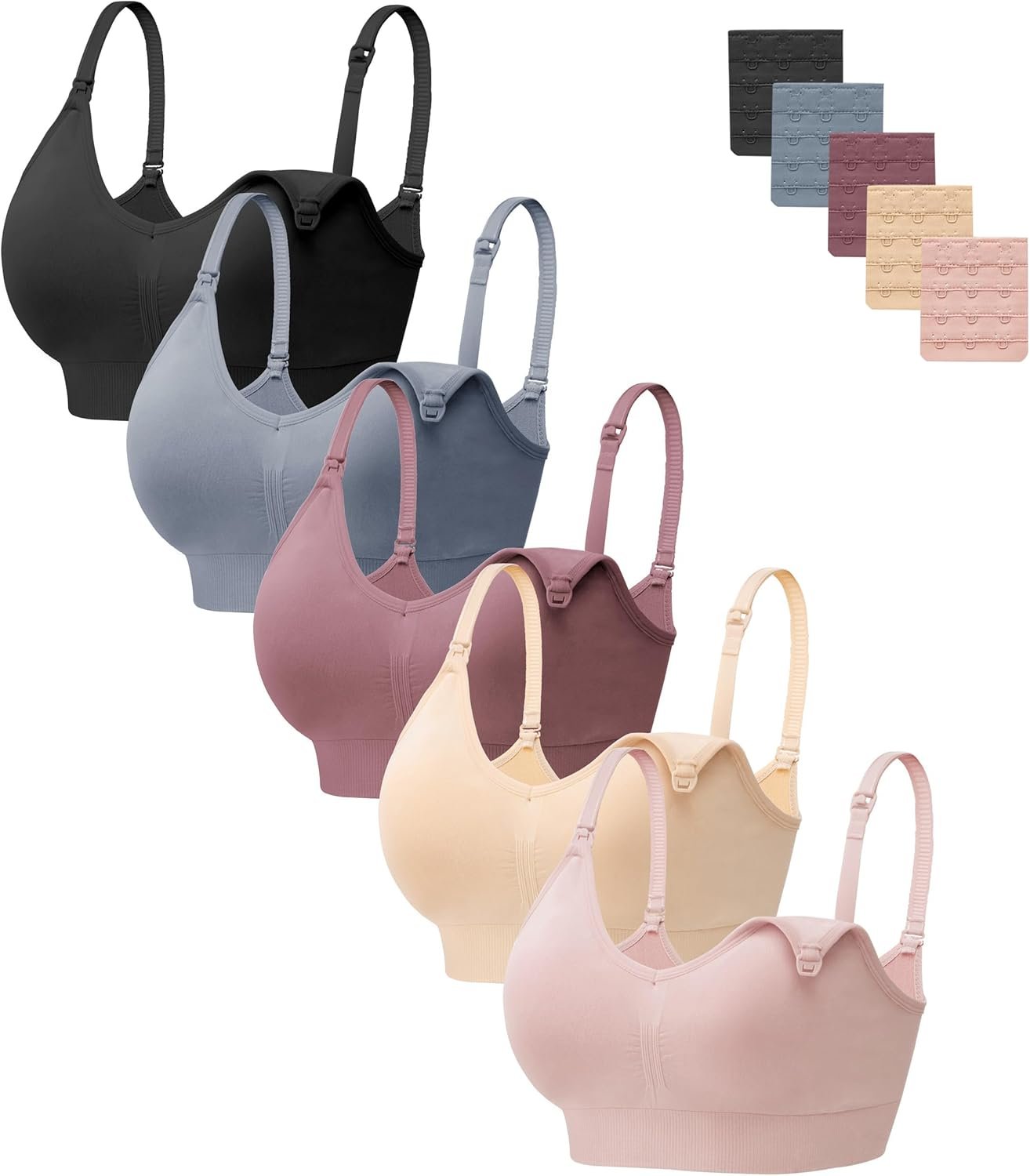 HBselect Ladies Maternity Bras 5 Pack Nursing Bras for Breastfeeding Seamless Being pregnant Sleep Bralette with Further Extenders HBselect Ladies Maternity Bras 5 Pack Nursing Bras for Breastfeeding Seamless Being pregnant Sleep Bralette with Further Extenders