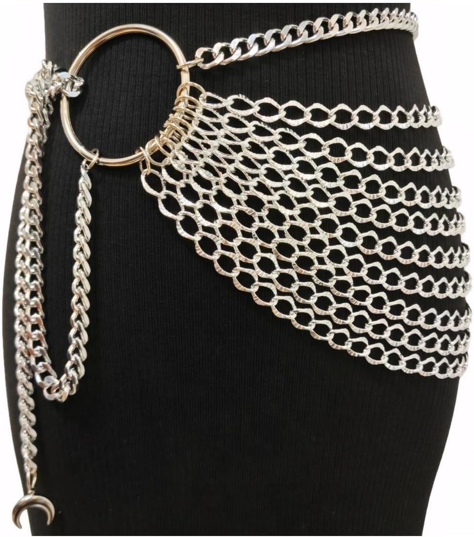 THREEBOY Girls Attire Belts Style Attractive Multilayer Metallic Pearl Waist Chain Belt THREEBOY Girls Attire Belts Style Attractive Multilayer Metallic Pearl Waist Chain Belt