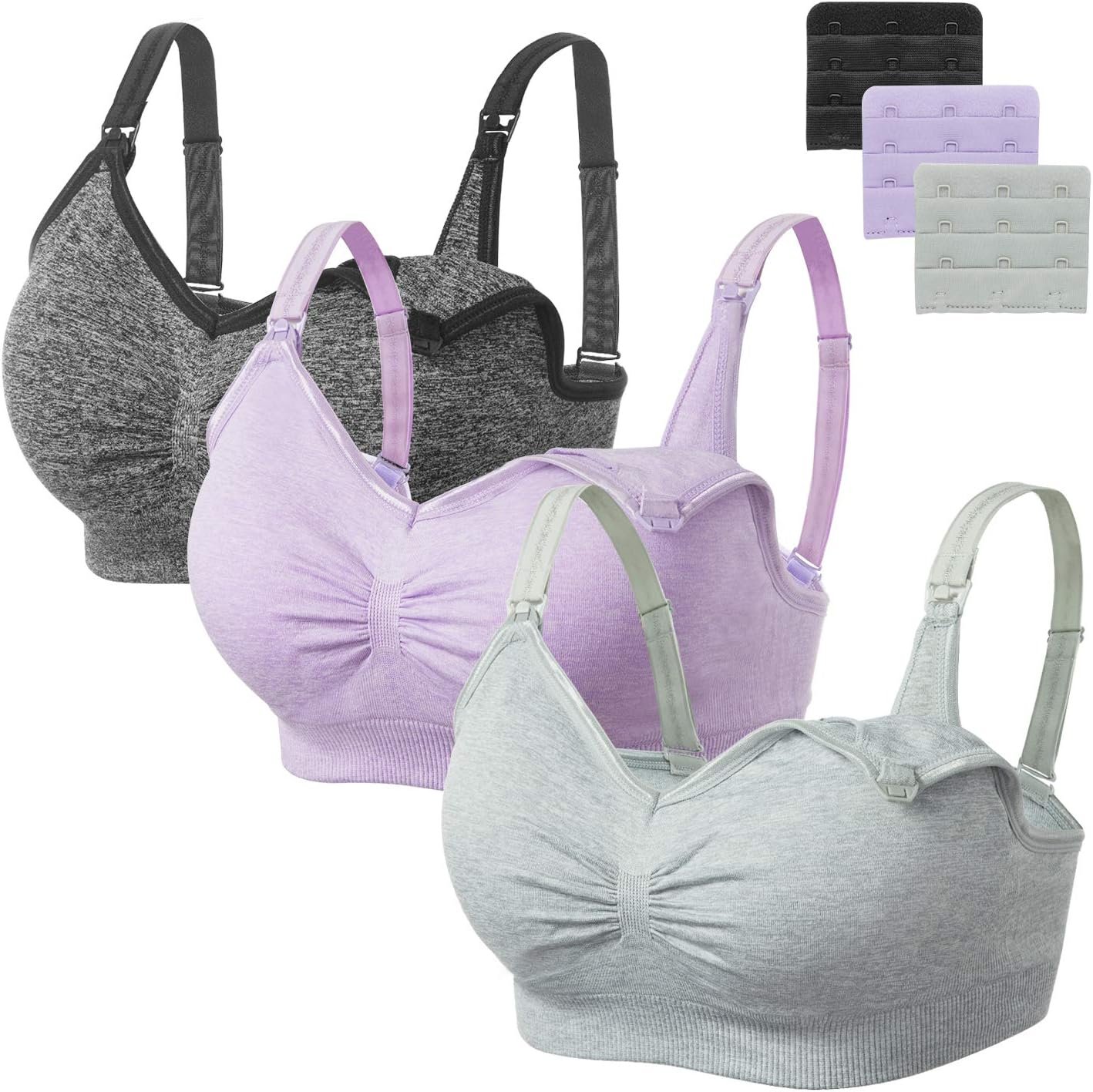 Angelhood Womens Seamless Sleep Nursing Bra,Breastfeeding Maternity Bra with Take away Bra Pads Extenders Pack of three Angelhood Womens Seamless Sleep Nursing Bra,Breastfeeding Maternity Bra with Take away Bra Pads Extenders Pack of three